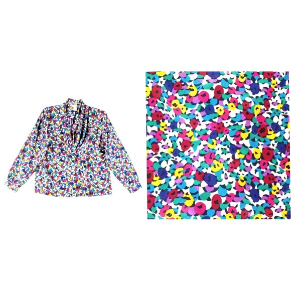 Vtg IMPRESSIONS OF CALIFORNIA Colorful Floral Blouse Long Sleeves Sz 14 Top 90s - Picture 1 of 9